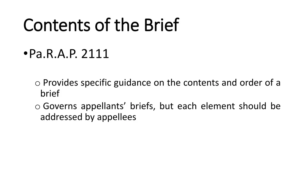 contents of the brief contents of the brief