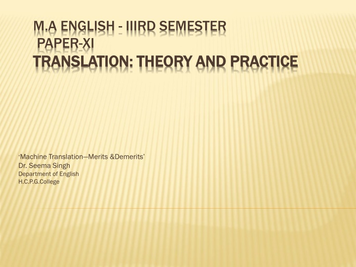 m a english iiird semester paper xi translation