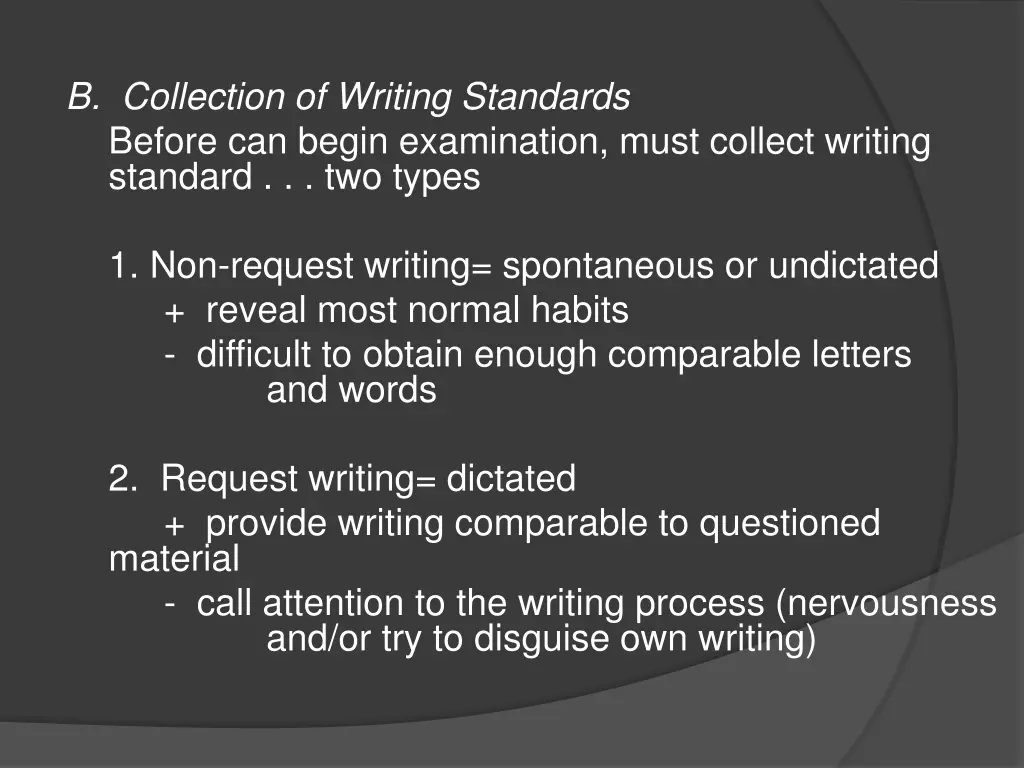 b collection of writing standards before