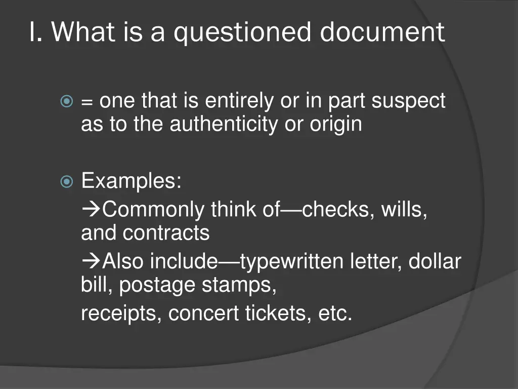 i what is a questioned document