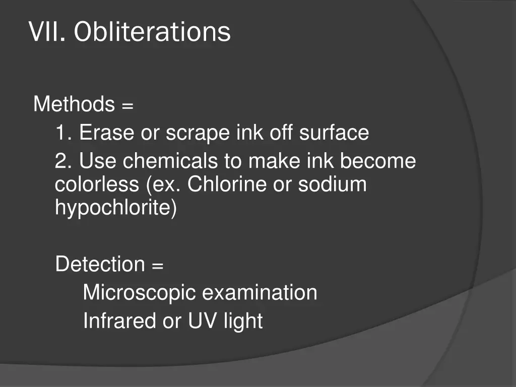 vii obliterations