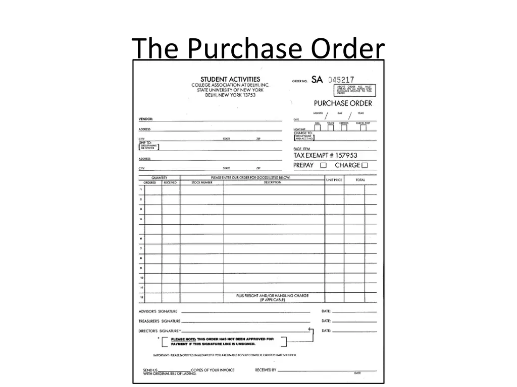 the purchase order