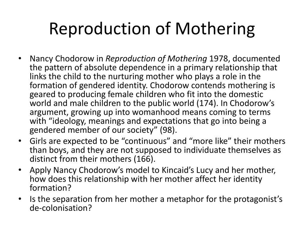 reproduction of mothering