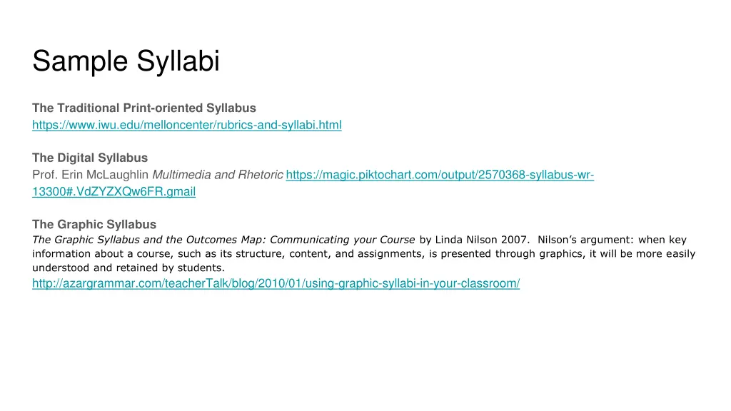 sample syllabi