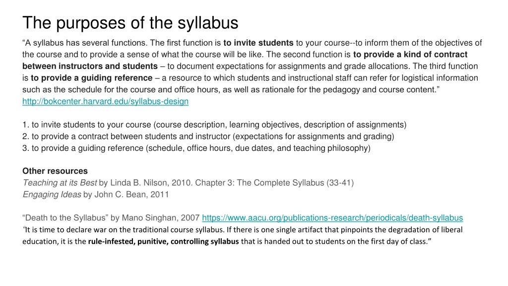 the purposes of the syllabus