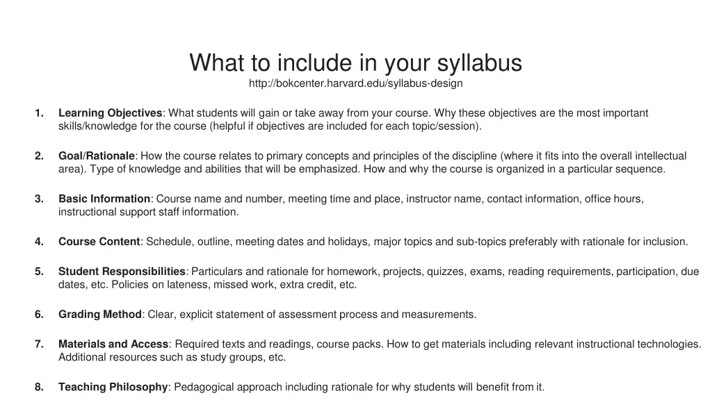 what to include in your syllabus http bokcenter