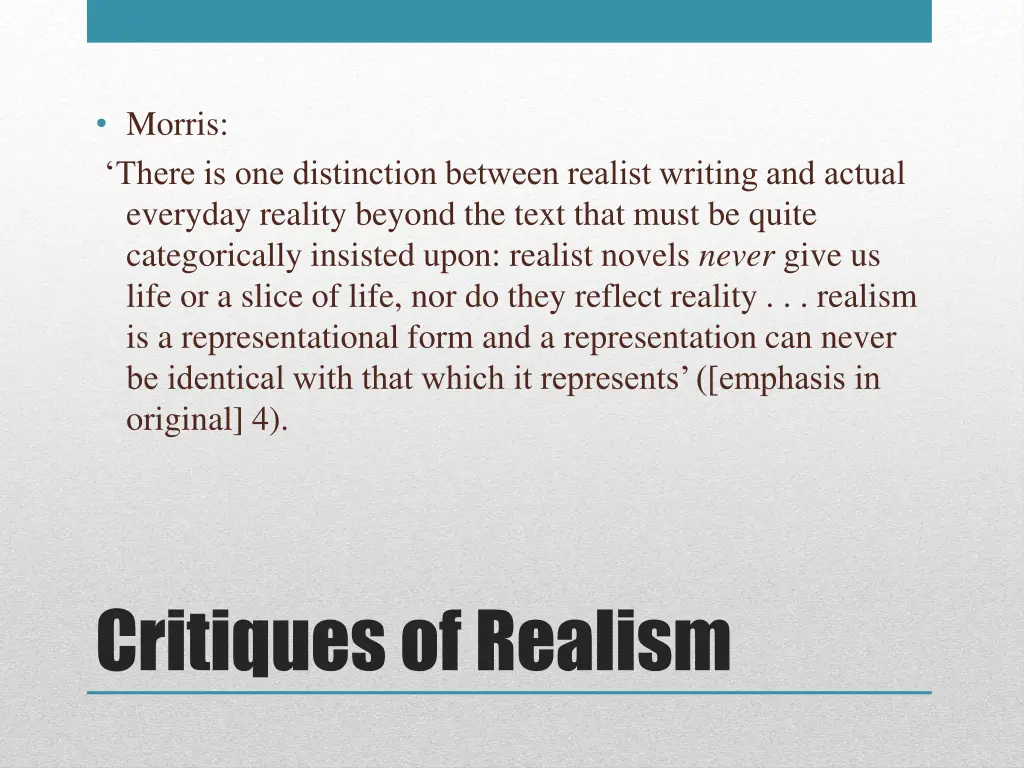 morris there is one distinction between realist