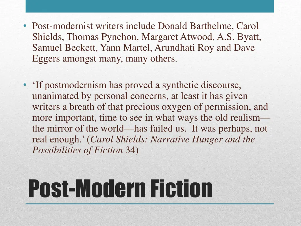 post modernist writers include donald barthelme