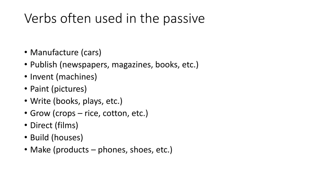 verbs often used in the passive