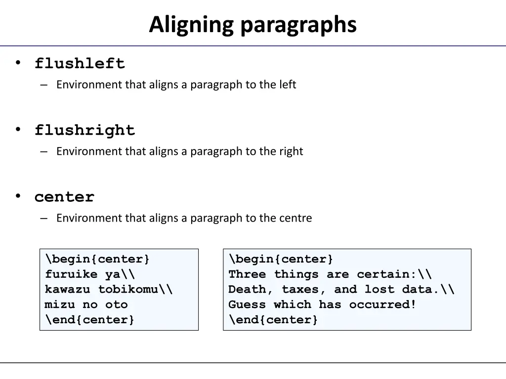 aligning paragraphs