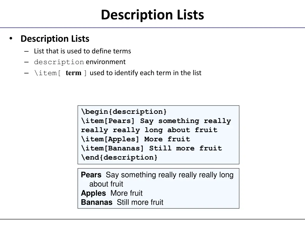 description lists