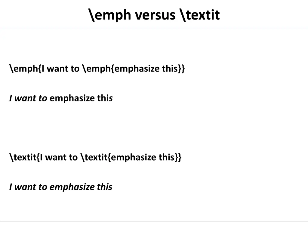 emph versus textit