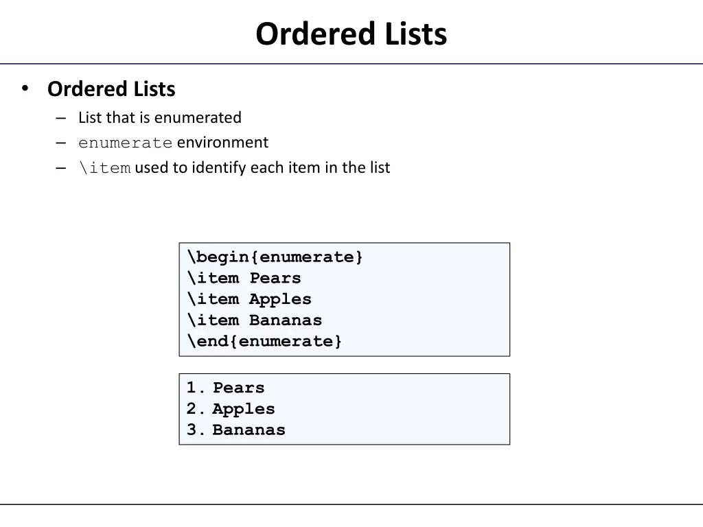 ordered lists