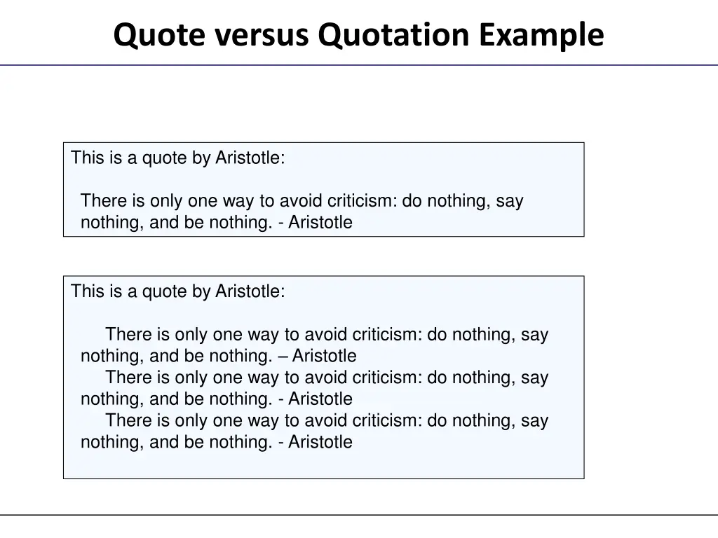 quote versus quotation example