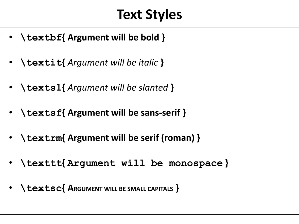 text styles