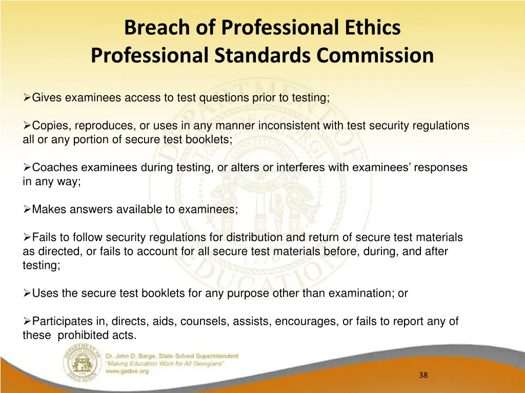 breach of professional ethics professional