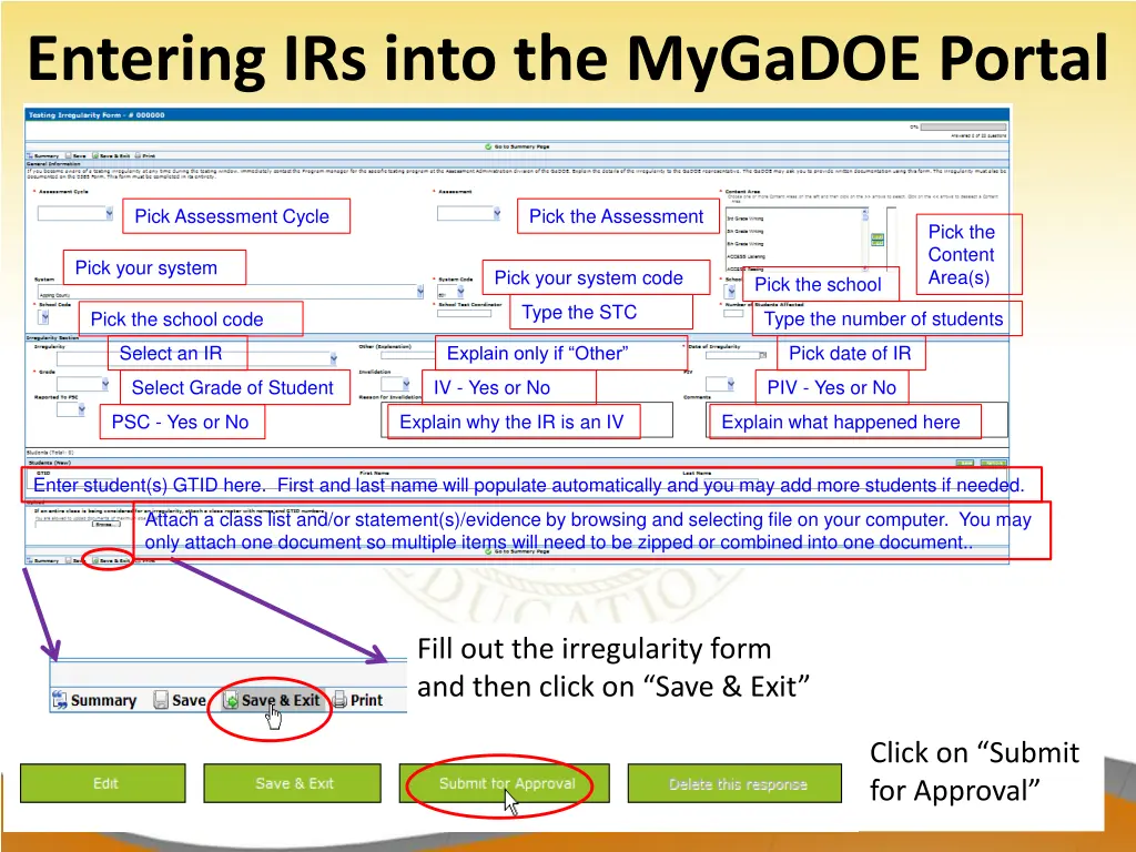 entering irs into the mygadoe portal 1