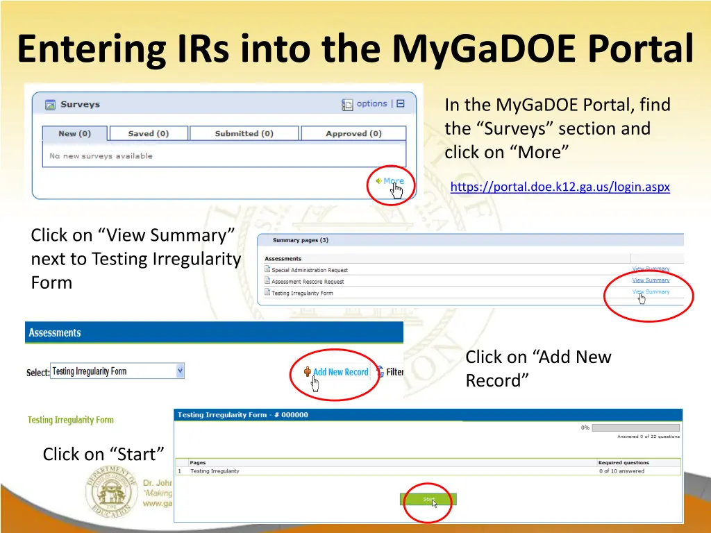 entering irs into the mygadoe portal