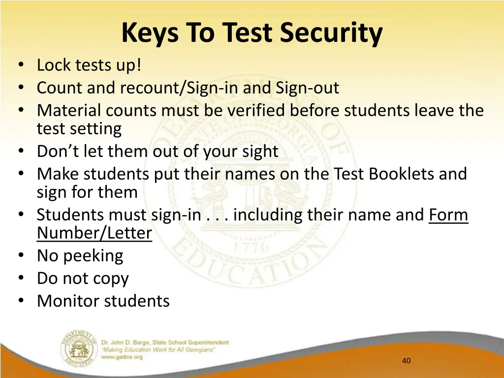 keys to test security lock tests up count