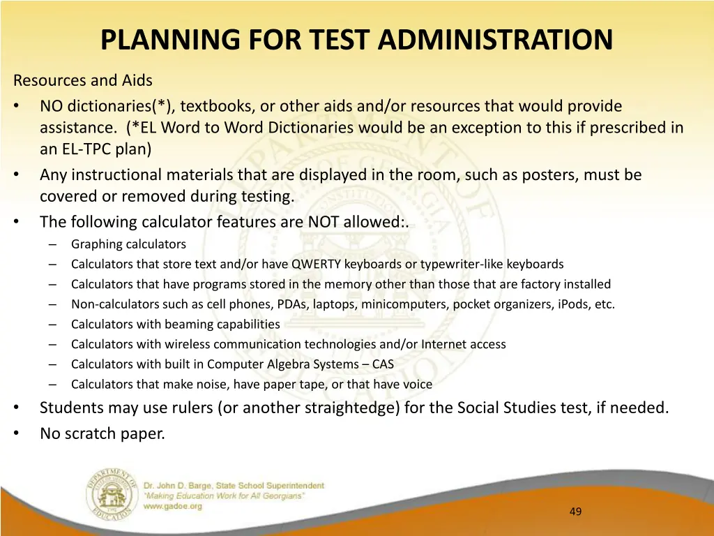 planning for test administration 2