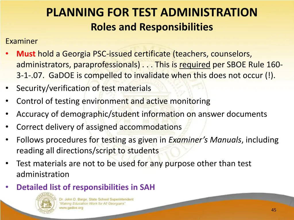 planning for test administration roles 3