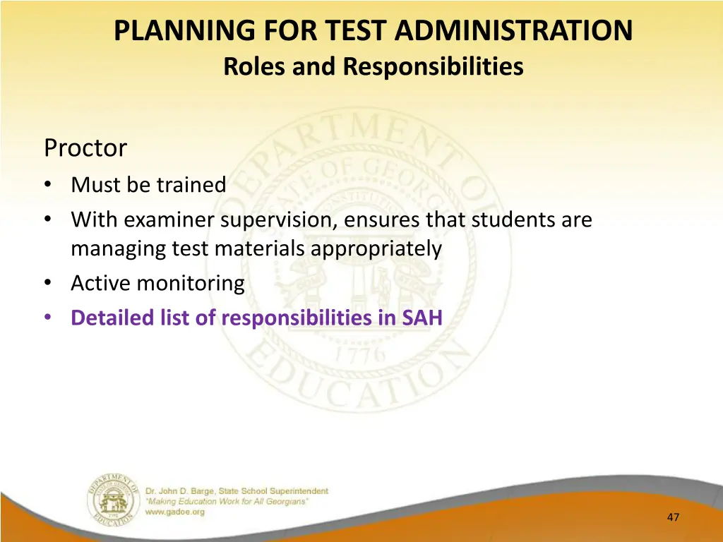 planning for test administration roles 5