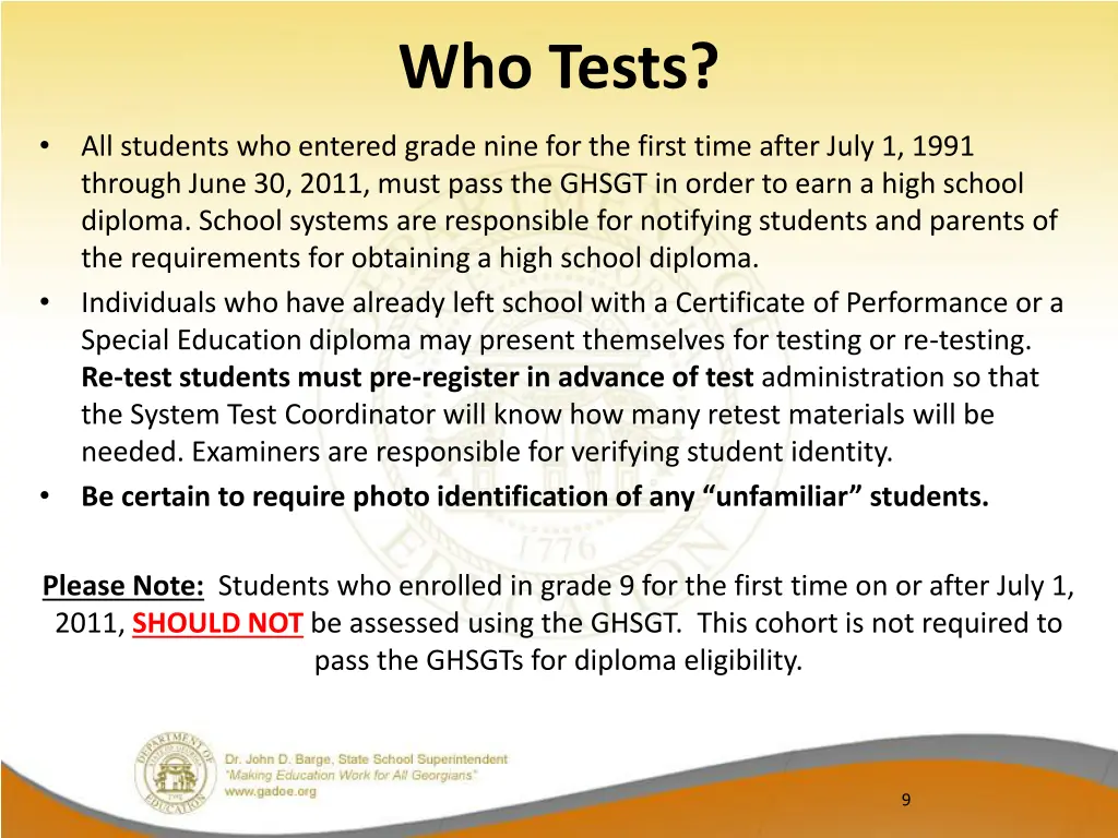 who tests