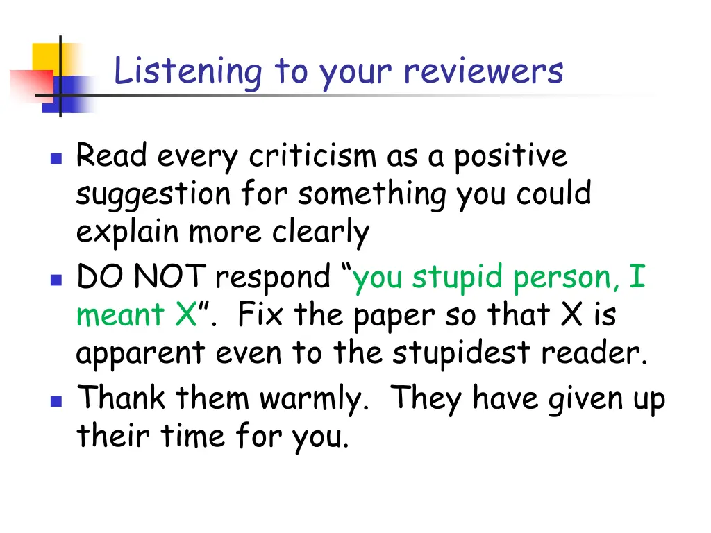 listening to your reviewers 1