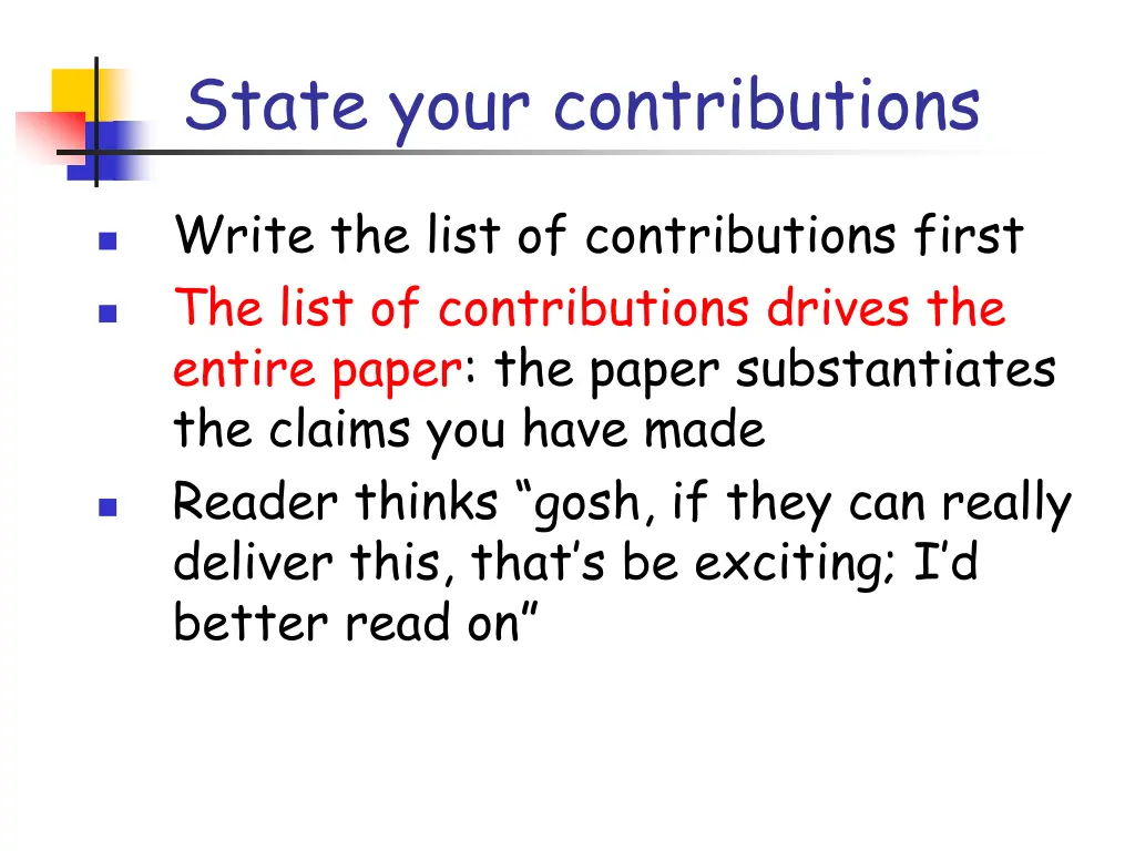 state your contributions