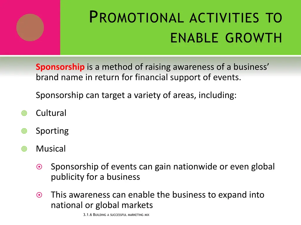 p romotional activities to enable growth 2