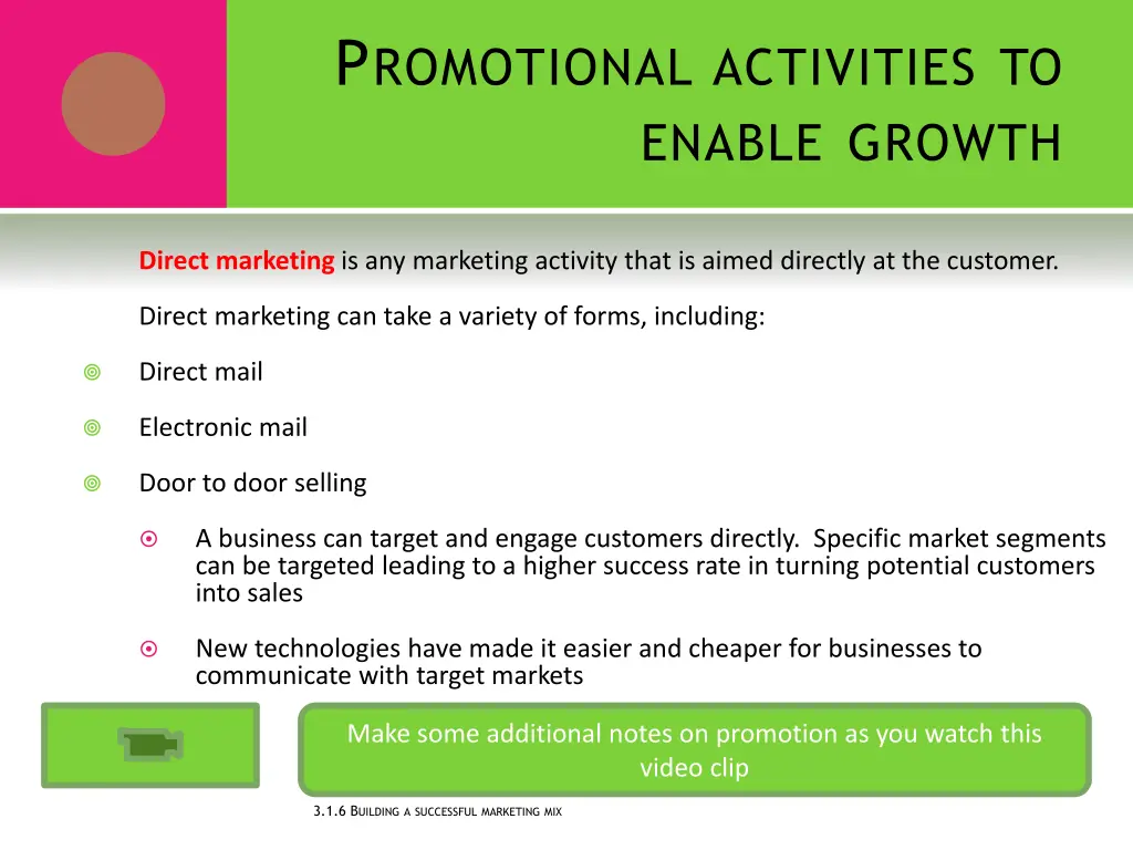 p romotional activities to enable growth 3