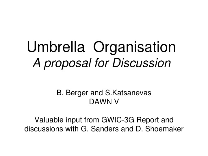 umbrella organisation a proposal for discussion