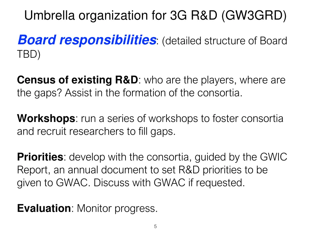 umbrella organization for 3g r d gw3grd 1