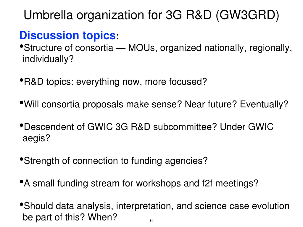 umbrella organization for 3g r d gw3grd 2