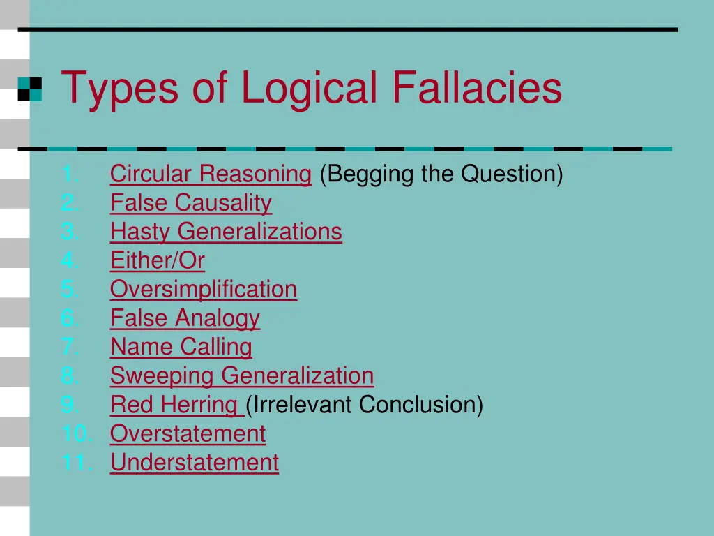 types of logical fallacies