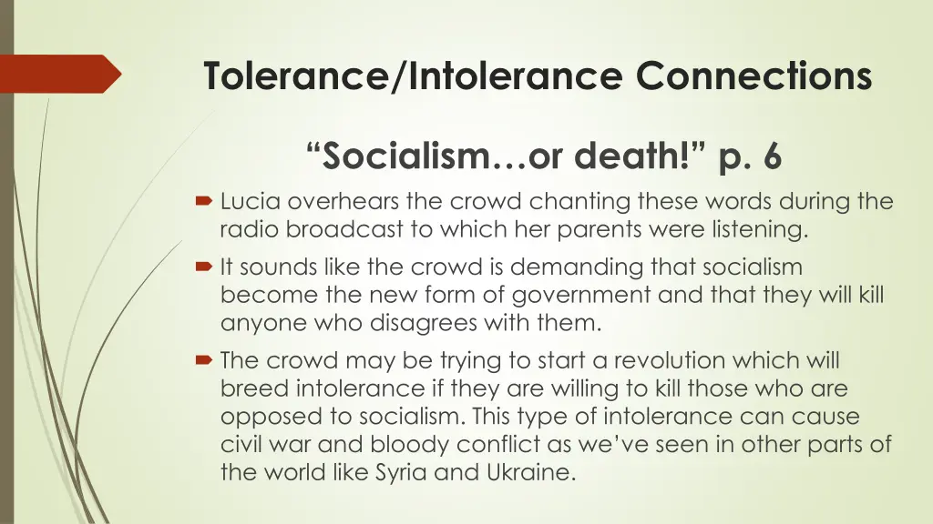 tolerance intolerance connections