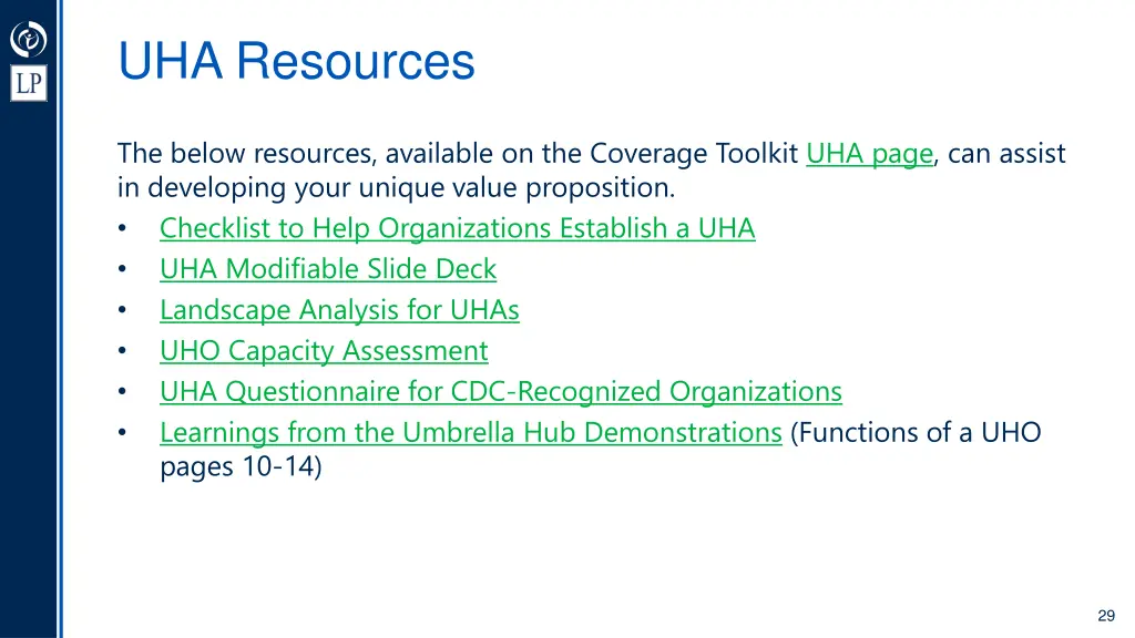 uha resources