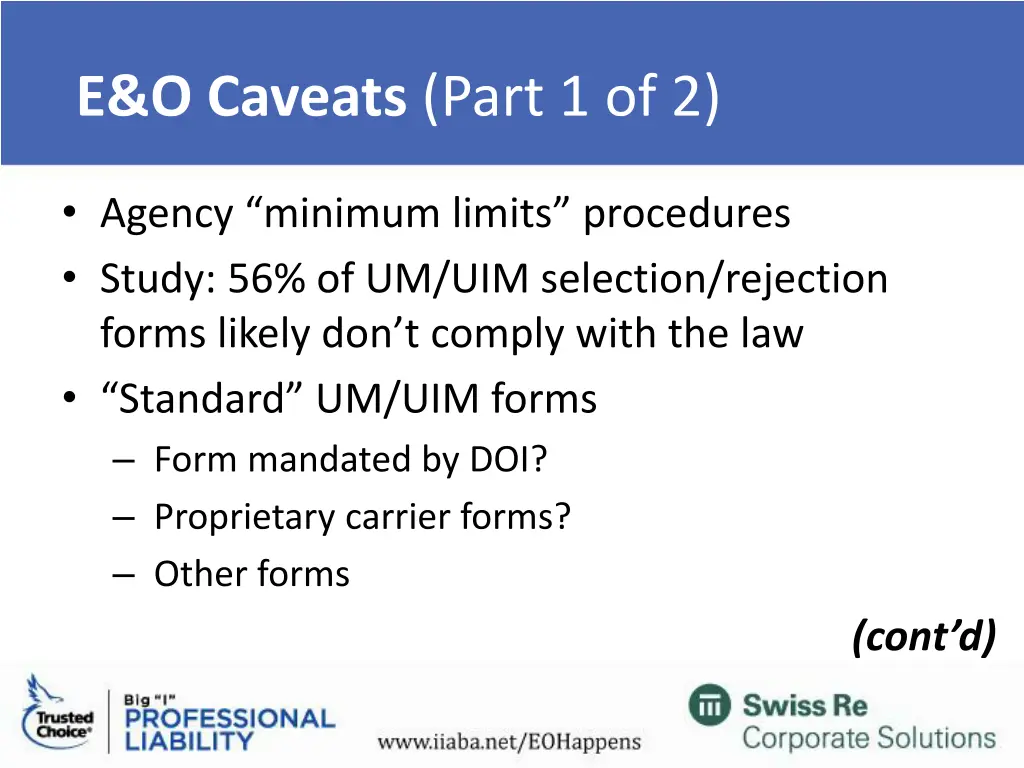 e o caveats part 1 of 2