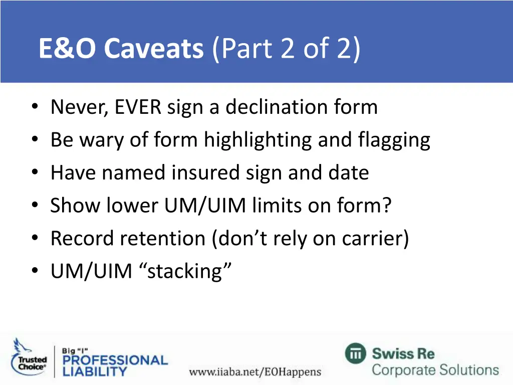 e o caveats part 2 of 2