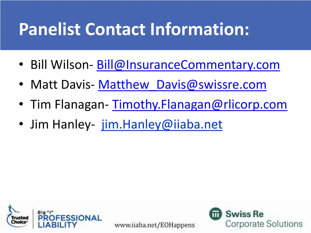 panelist contact information