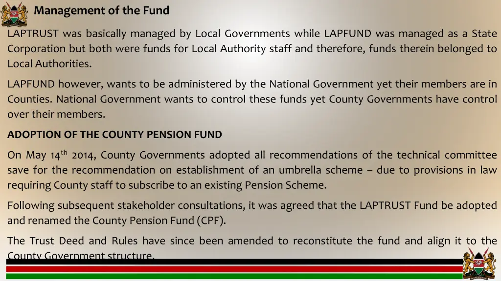 management of the fund