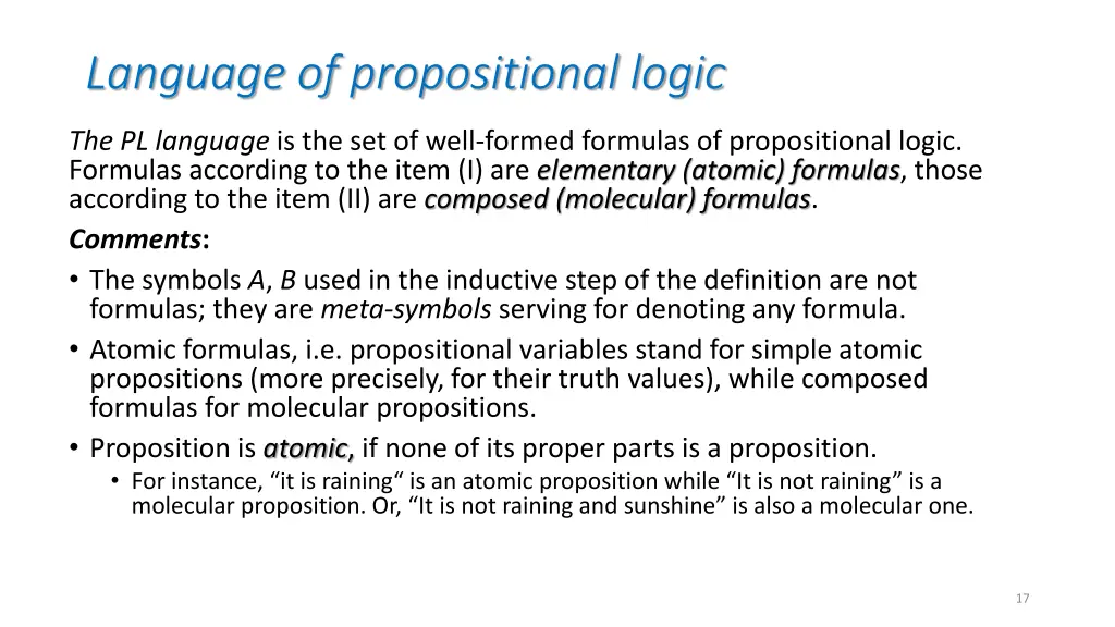 language of propositional logic