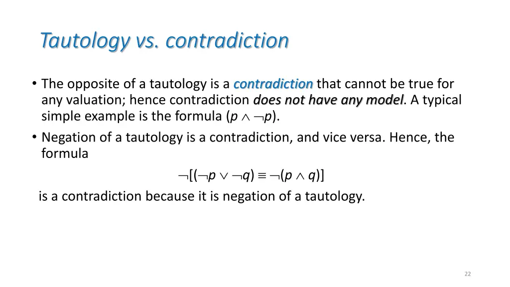 tautology vs contradiction 1