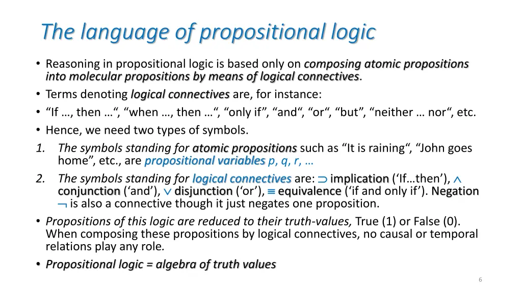 the language of propositional logic