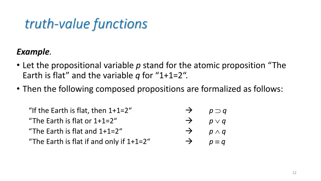 truth value functions 1