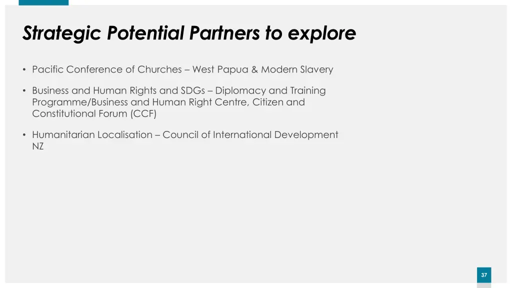 strategic potential partners to explore