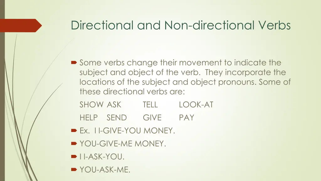 directional and non directional verbs