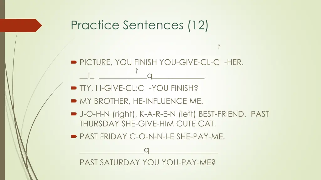 practice sentences 12