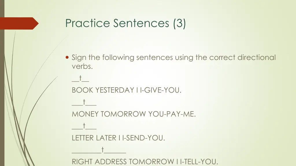 practice sentences 3