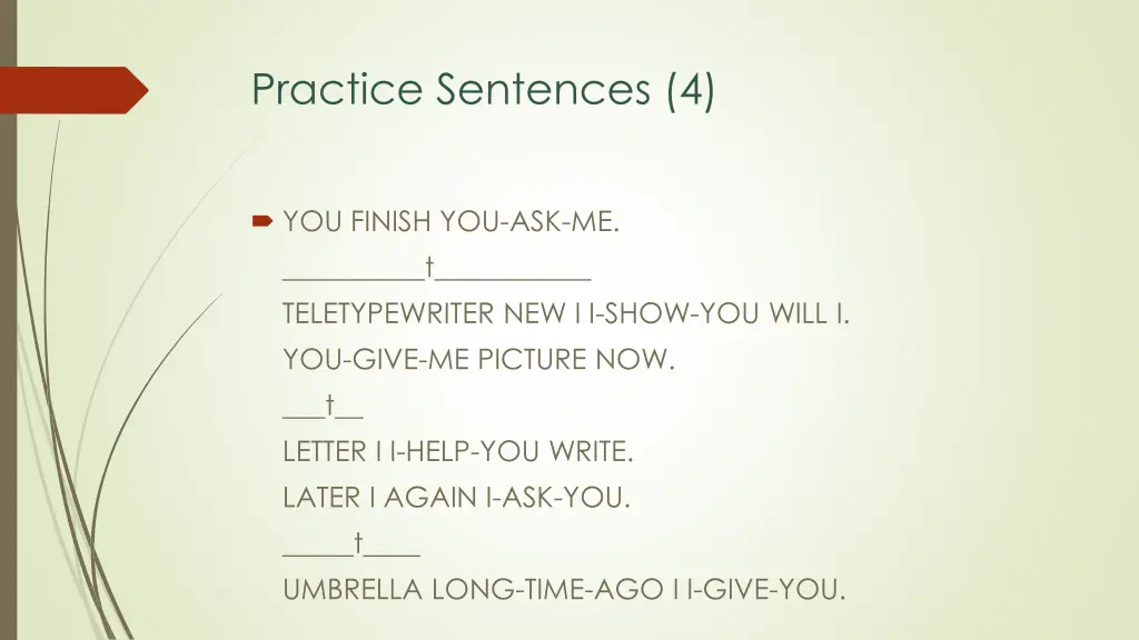 practice sentences 4